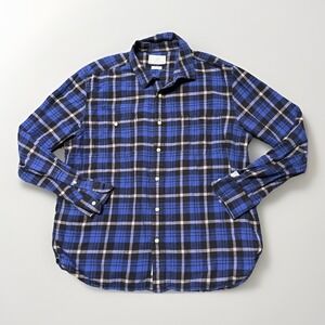 Men's Lucky‎ Brand Long Sleeve Blue Plaid Flannel Button Up Shirt XL